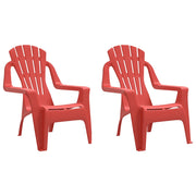 Sedie Giardino 2 pz | Sedie da Esterno Bambini Rosse 37x34x44cm PP Aspetto in Legno