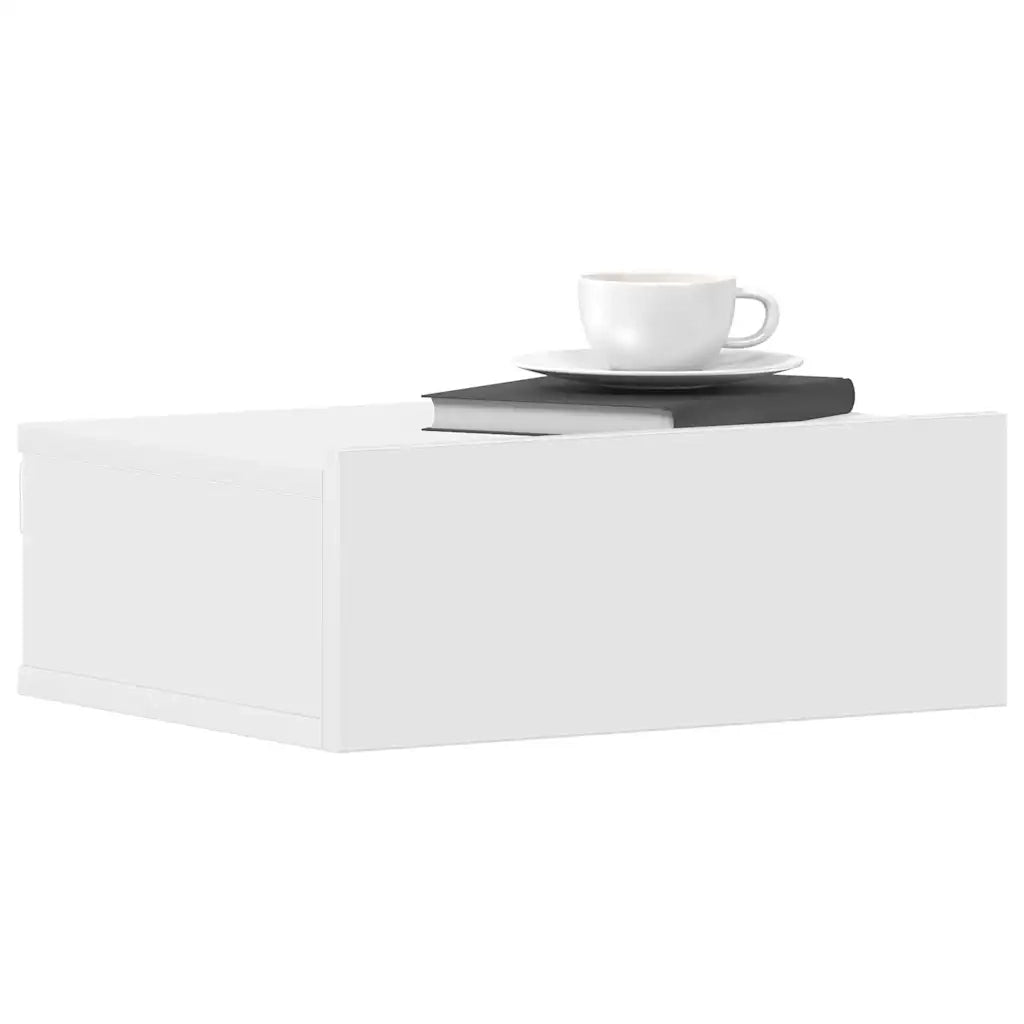 Comodino Pensile Bianco 40x30x15 cm in Legno Multistrato cod mxl 31313