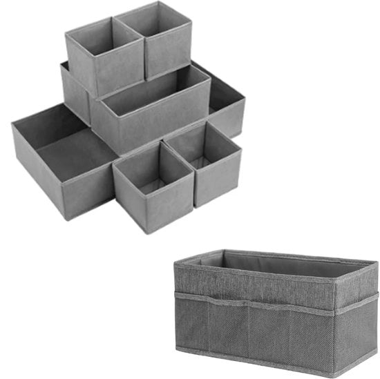 Organizzatore 9 pezzi per cassetti, organizzatore per armadio, cassetto pieghevole, organizzatore per intimo, cassetto per abbigliamento e intimo, distributore di cassetti, pieghevole, grigio