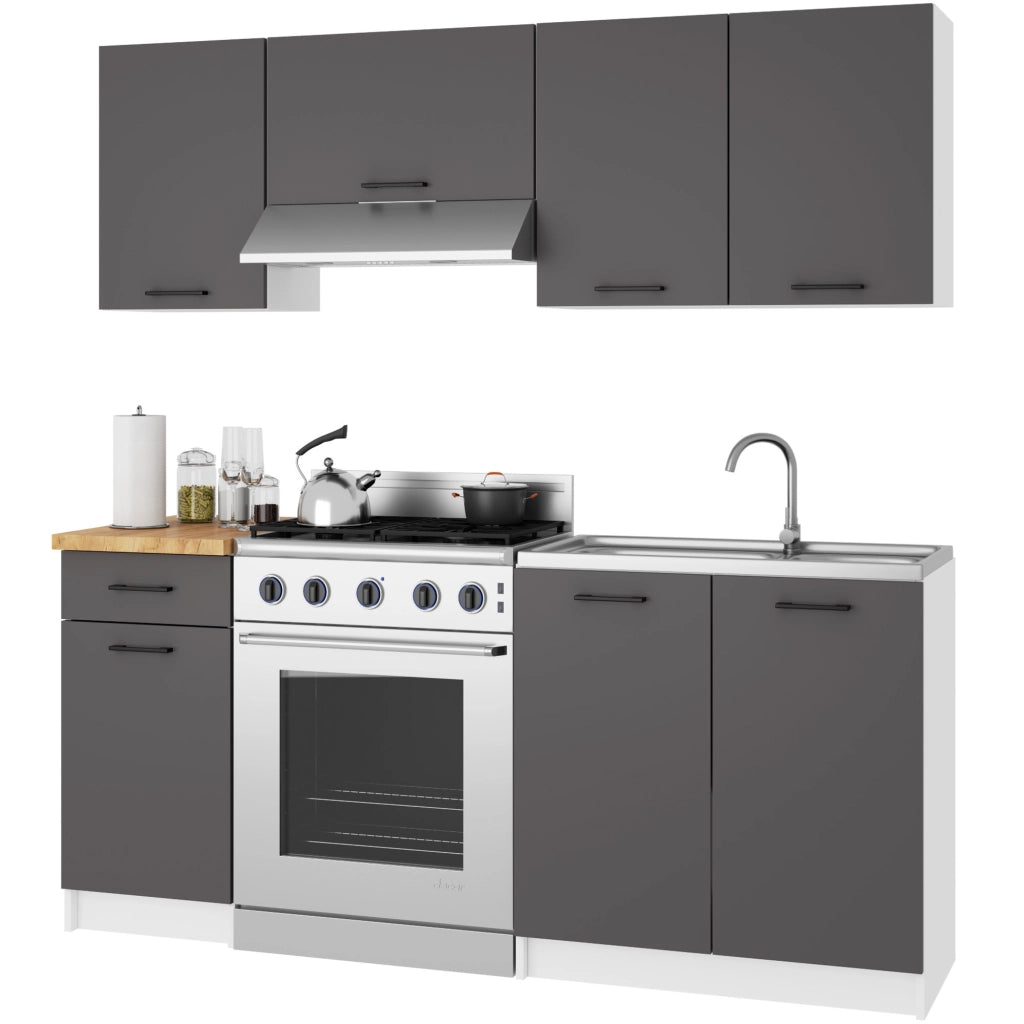 Mobile da cucina pensile sistema AKORD OLIWIA Bianco 80 cm 2 ante inserto frontale Grigio Grafite 80x30x58 cm
