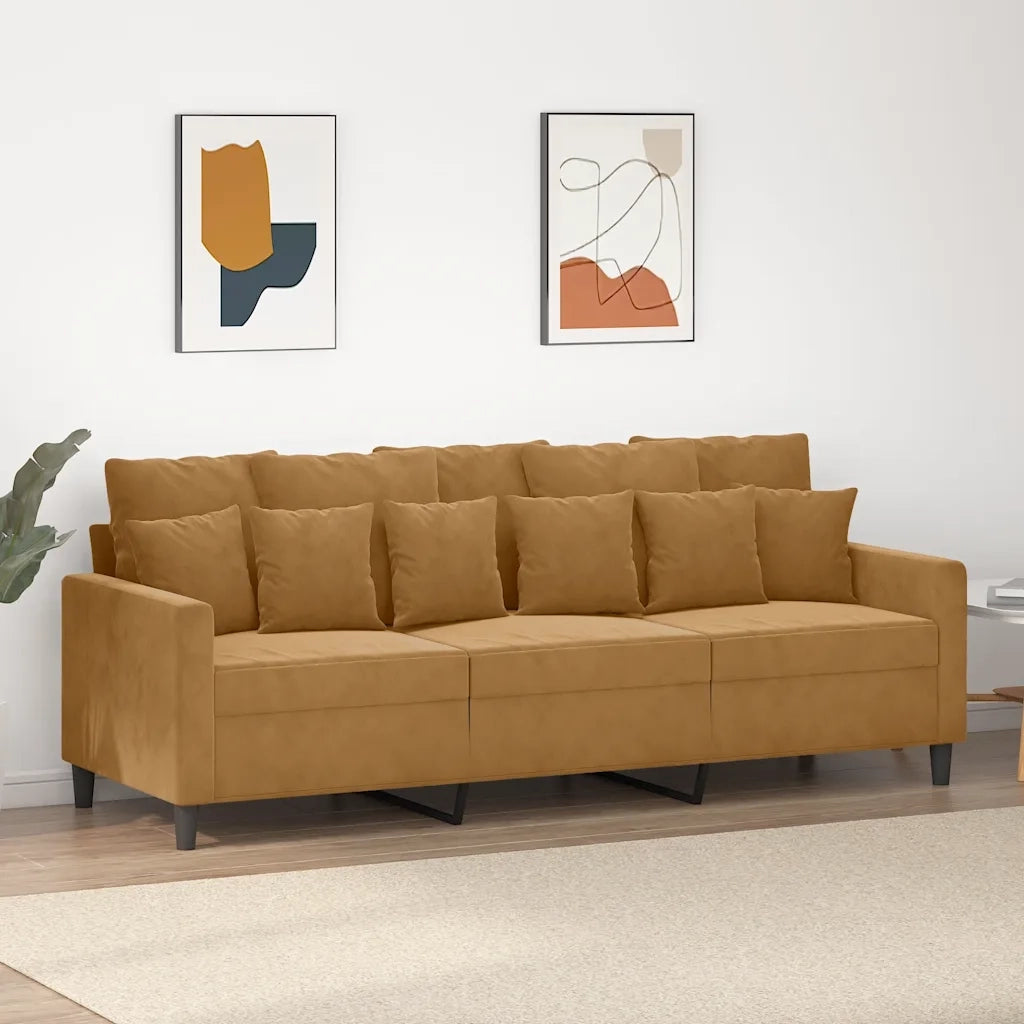 Divano a 3 Posti-Sofa 3 Posti Marrone 180 cm in Velluto 885898