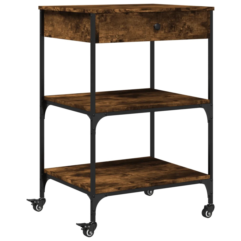 Carrello da Cucina-Scaffale per Cucina Rovere Fumo 60x48x89,5 cm Legno Multistrato