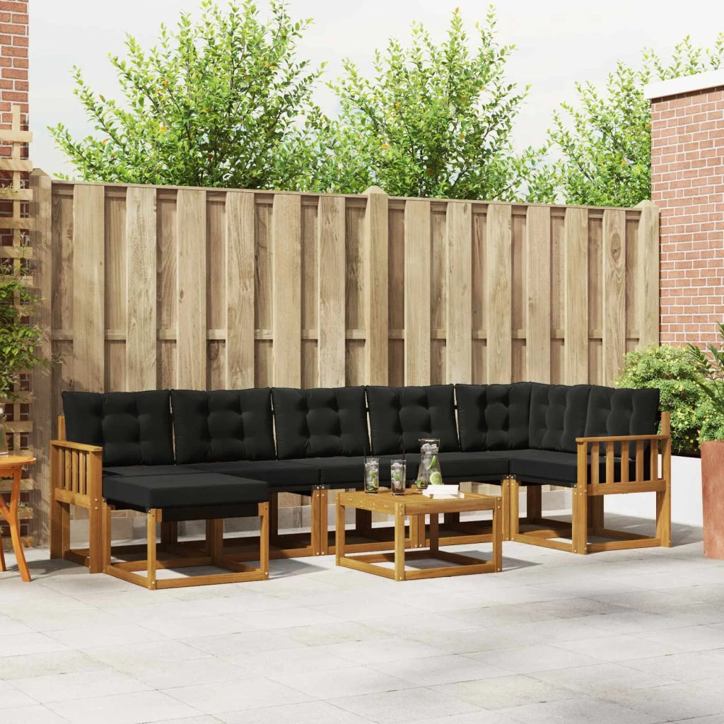 Set di divani da esterno con cuscino 8 pcs Naturale e Nero 3368903