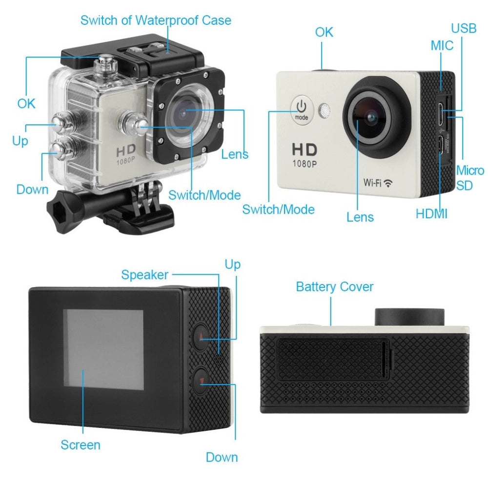 Trade Shop - Pro Cam Sport Wifi Full Hd 1080p Action Camera Dv 12mp Videocamera Subacquea Y8 -