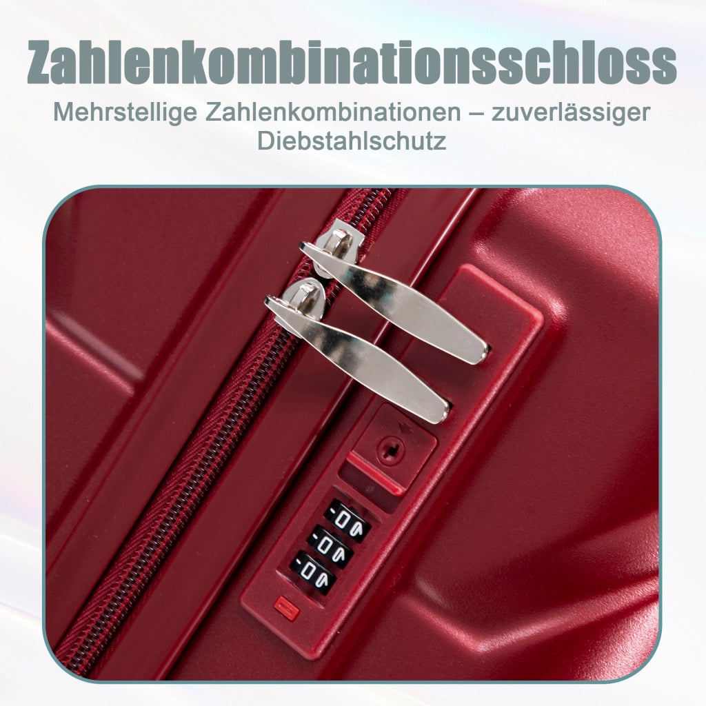Set valigie rigide in ABS a 2 pezzi con 4 ruote girevoli, manico telescopico e organizer cosmetico, rosso vino