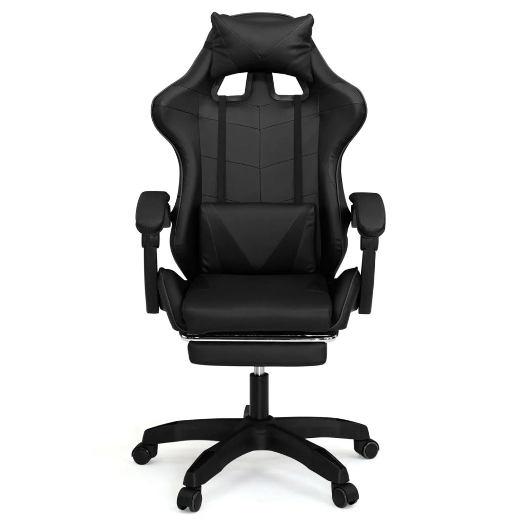 IDMarket - Sedia da gioco regolabile ALEX con poggiapiedi, cuscino per la testa e cuscino lombare nero