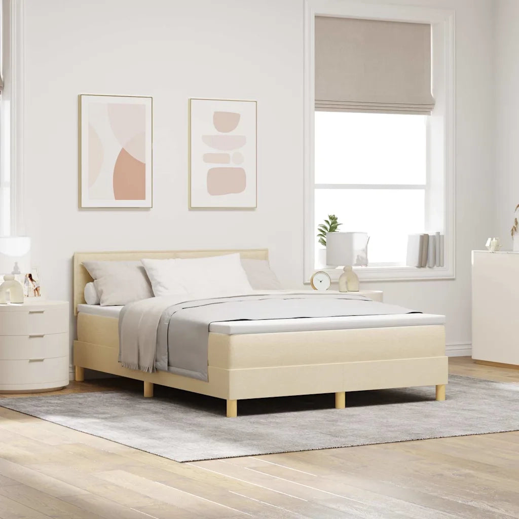 Letto a molle con cuscino Crema 140 x 190 cm Tessuto 3338844