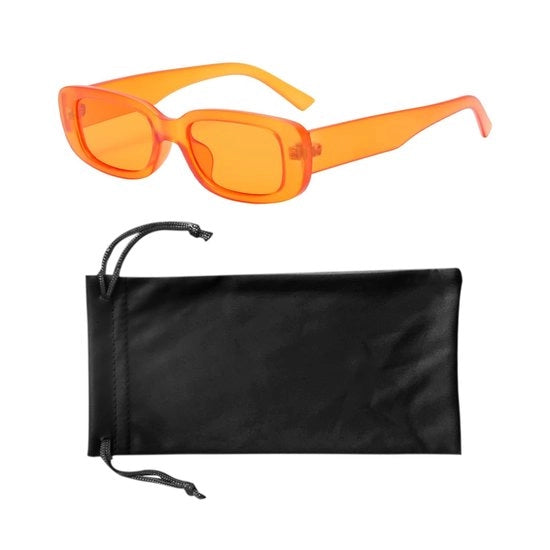 Occhiali da Sole Retro Arancioni - Reclinabili Occhiali da Sole - Accessorio Portatile - Inclusa Custodia Occhiali - Materiale PC - Dimensioni 143 x 136 x 30 mm - Occhiali da Moda