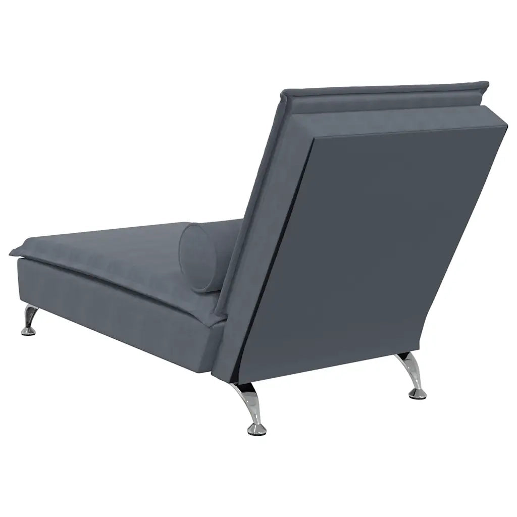 Chaise Longue Massaggi con Capezzale Grigio Scuro in Velluto CFW9750921