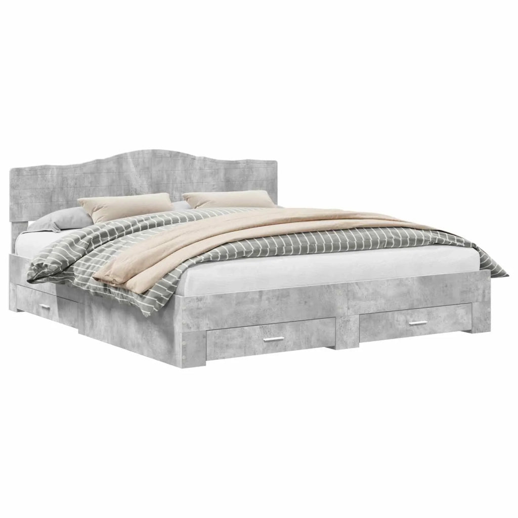 Struttura del letto con testiera Grigio cemento 180 x 200 cm