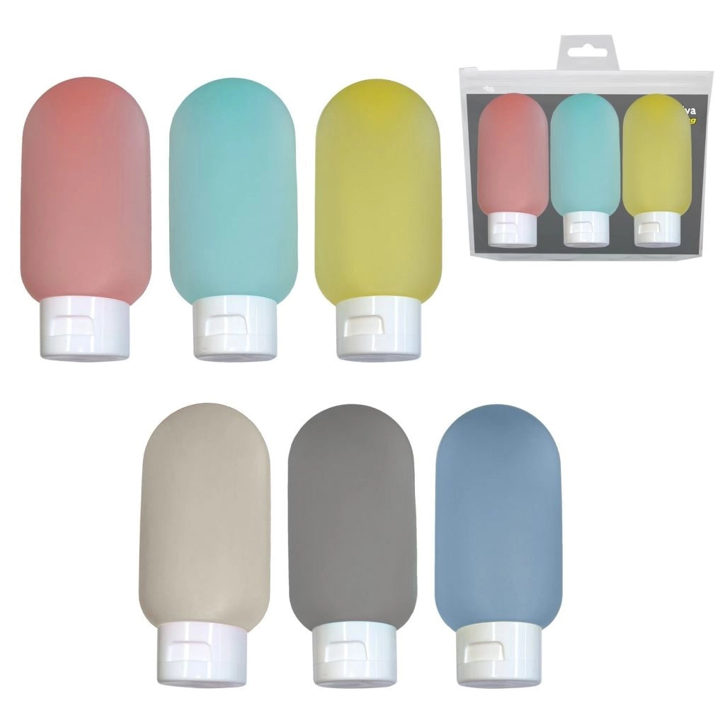 Set 3 Pezzi Bottiglina Dispenser da Viaggio Candy 60 ml 2 Colori