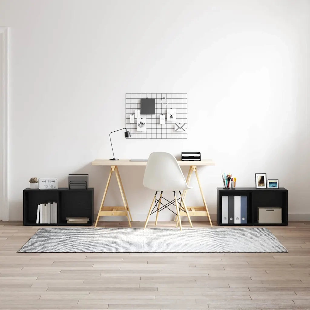 Set mobile TV 2 pz Rovere Nero Legno ingegnerizzato 3393559