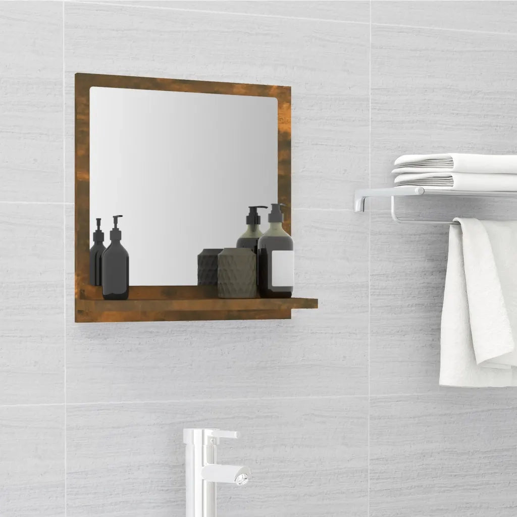 Specchio da Bagno Rovere Fumo 40x10,5x37cm in Legno Multistrato 815633