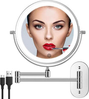 Specchio per trucco a LED caricabile - Regolabile e fissaggio alla parete - 1 pezzo