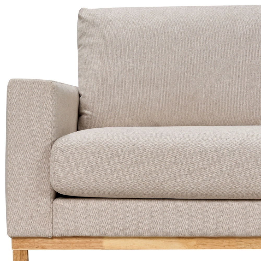 Divano angolare Rivestimento in tessuto beige Gambe in legno lato sinistro stile elegante