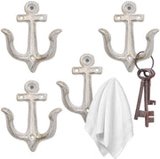 Decorativo Gancio da Asciugamano in Acciaio Antico a Parete con Design Nautico in 4 pezzi (Beige)