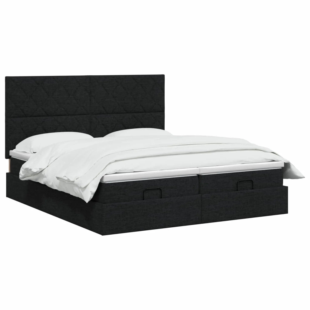 Letto Ottomano con Materasso e LED Nero 160 x 200 cm Tessuto 3458453
