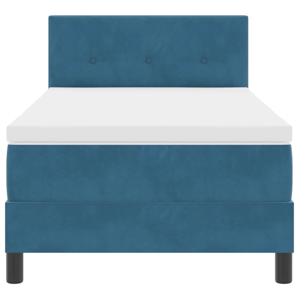 Letto a Box con Materasso e LED Blu Scuro 90x190 cm Velluto