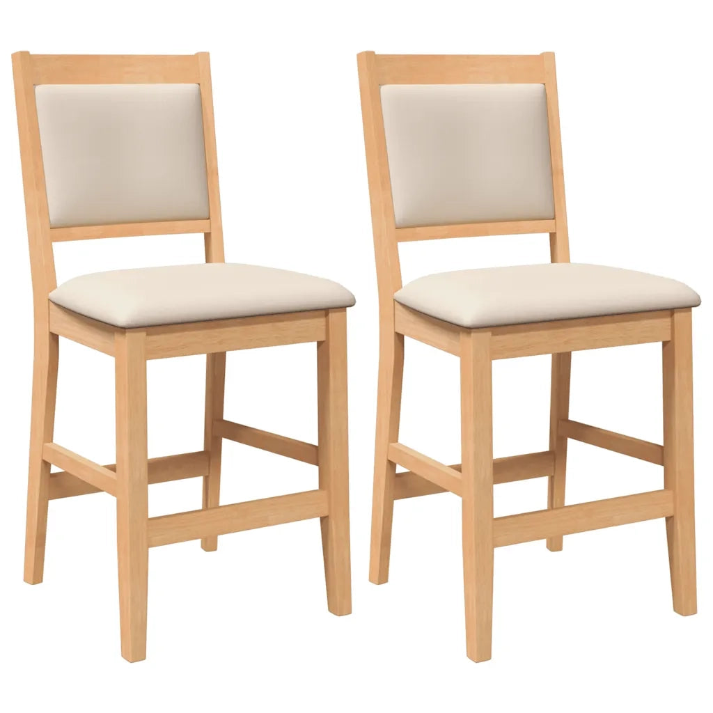Sgabelli da Bar con Cuscini 2pz Naturale Legno Massello Hevea 4102565