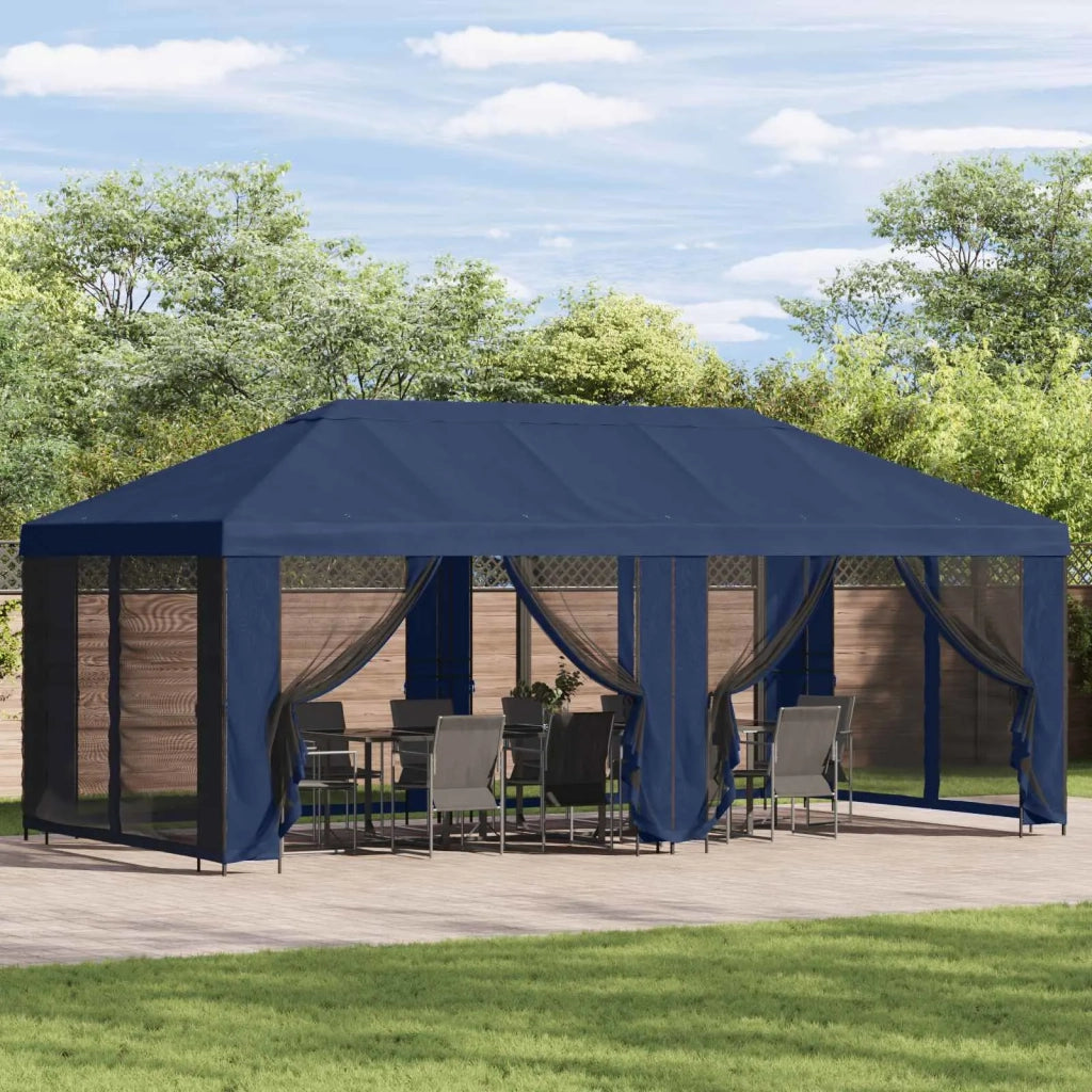 Copertura Gazebo con Pareti Laterali Blu 600,5 x 300,5 cm 900441