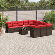 Set Divani da Giardino 12 pz con Cuscini Marrone in Polyrattan 3218424