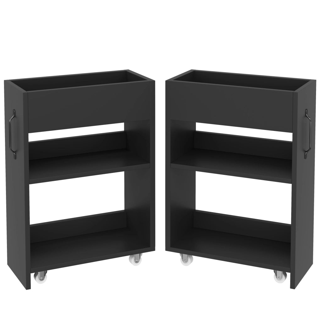 Mobile contenitore ULEVR 52x50x75 cm con 2 moduli estraibili su 8 ruote e 3 ripiani, nero