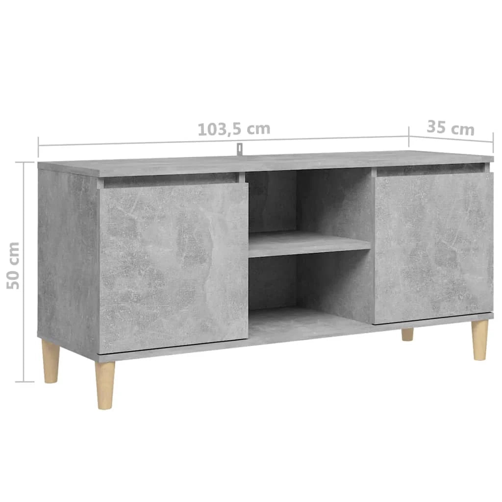 Mobile TV multimediale scaffale TV credenza mobile TV per sala da pranzo soggiorno camera da letto con gambe in legno massello 103,5 x 35 x 50 cm grigio 02_0026844