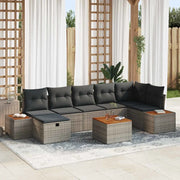 Set Divano da Giardino con cuscino 8 pcs Grigio Poly Rattan