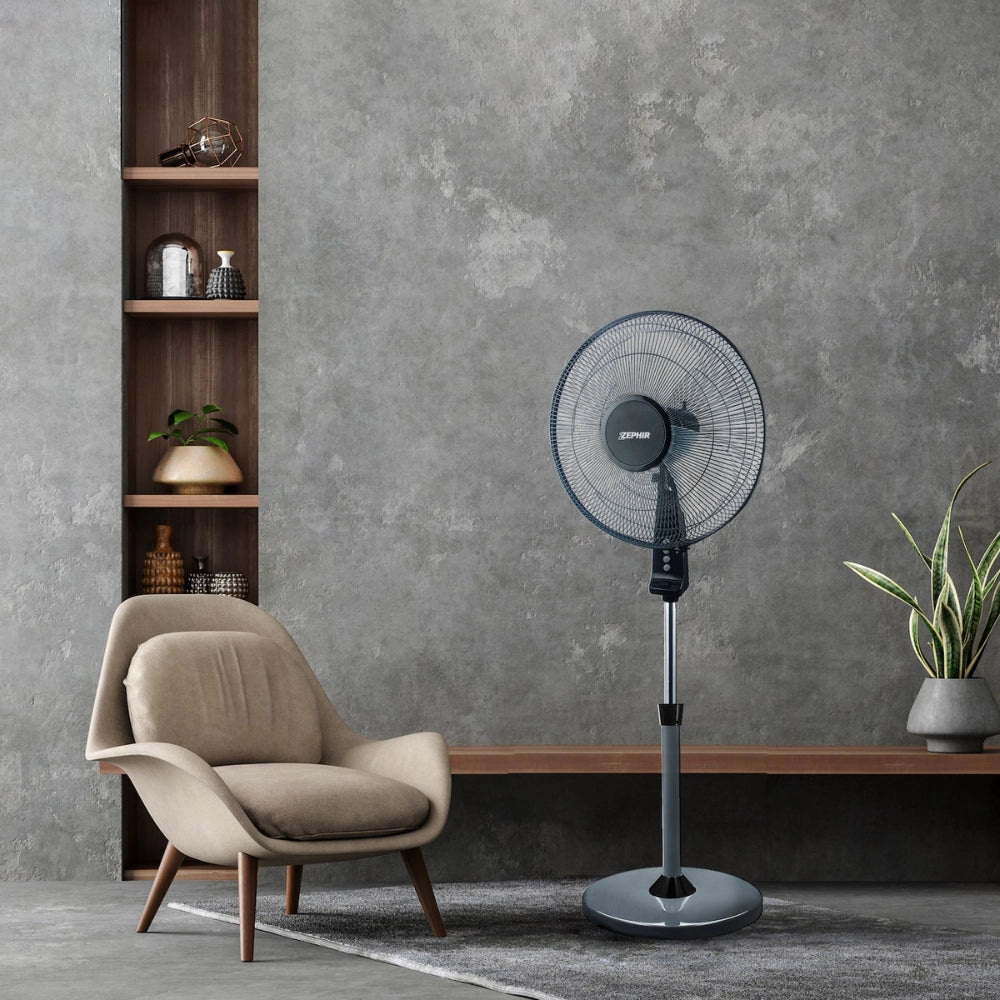 Zephir zng41p ventilatore a piantana ampia base tonda supersilent 45w pale 40cm