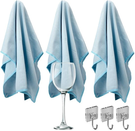Set di stoviglie in microfibra da 3 pezzi - Pluis e kras resistenti - Dimensioni grandi - 40 x 70 cm - Adatto per specchi e superfici lucide - Stoviglie in vetro
