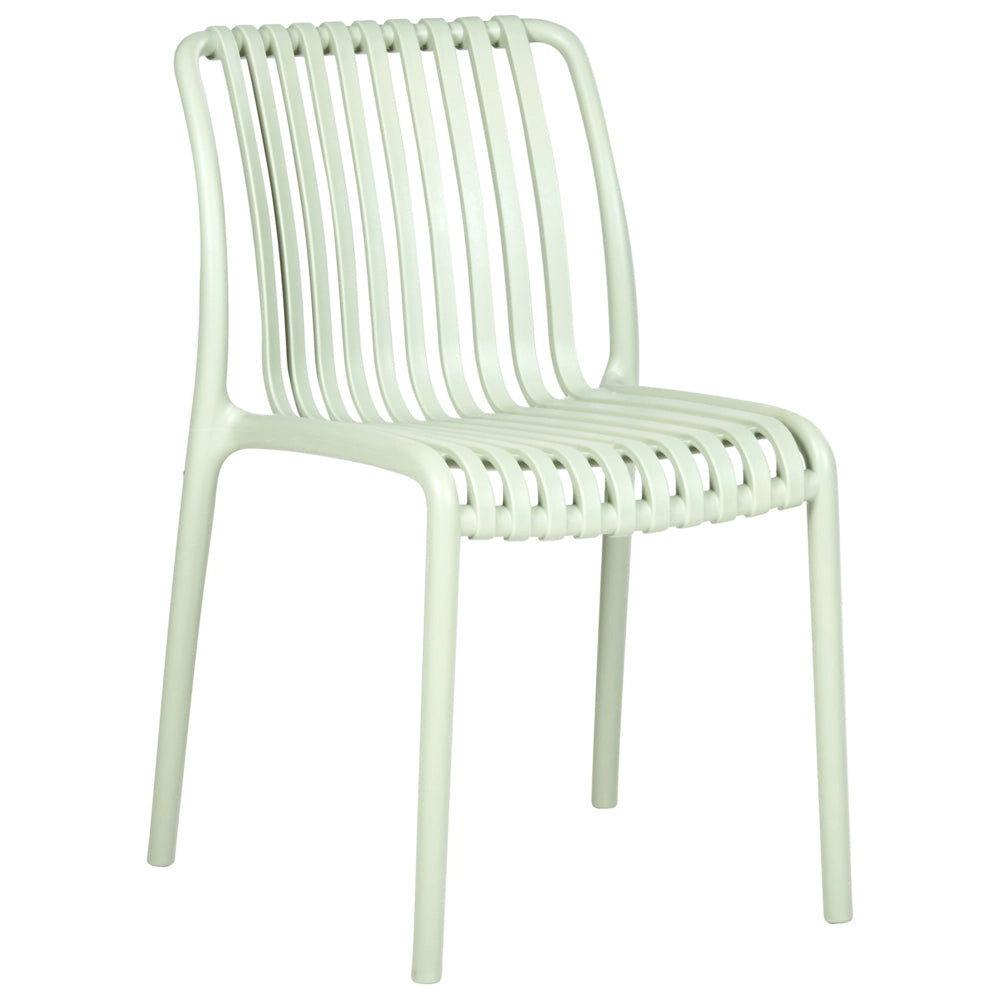 Set di 4 sedie da pranzo in plastica per esterni senza braccioli impilabili Verde chiaro stile minimalista
