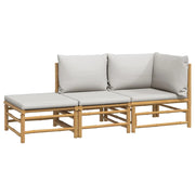 Set di mobili da giardino per esterni 3 pezzi con cuscini in bambù grigio chiaro 02_0015964