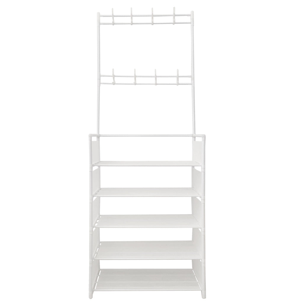 Appendiabiti Da Ingresso Con Scarpiera Plus 16 Grucce 5 Ripiano Nyana Home Bianco