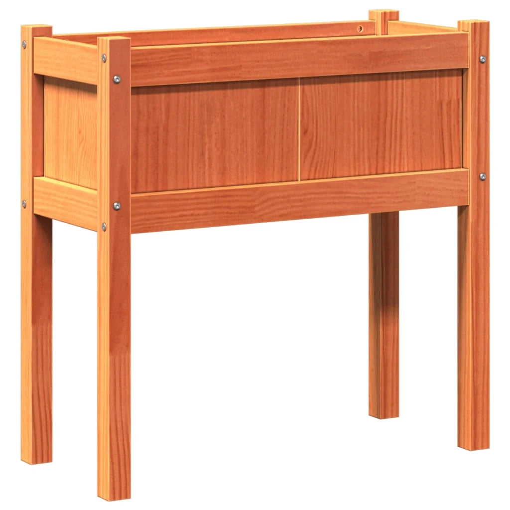 Fioriera rialzata per piante fiori giardino terrazze gambe cerate 70 x 31 x 70 cm legno di pino massiccio marrone 02_0038907