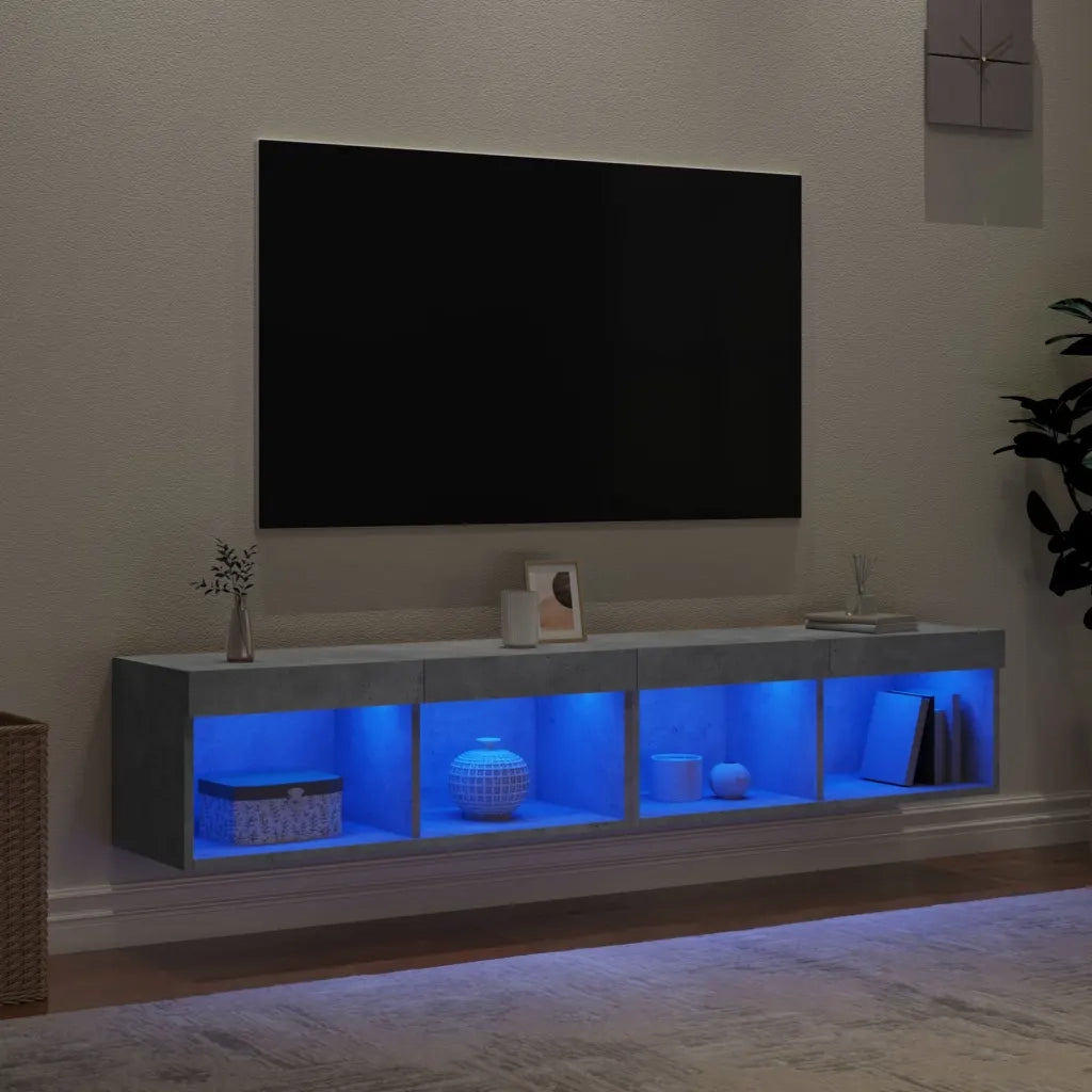Mobili TV con Luci LED 2pz Grigio Cemento 80x30x30 cm 837148
