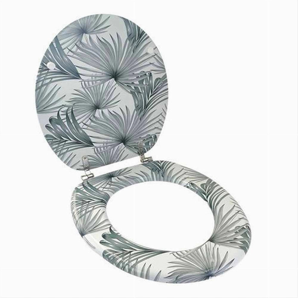 Trade Shop - Copriwater In Legno Mdf Tavoletta Da Bagno Wc Con Stampa Tropicale Cerniere 87100 -