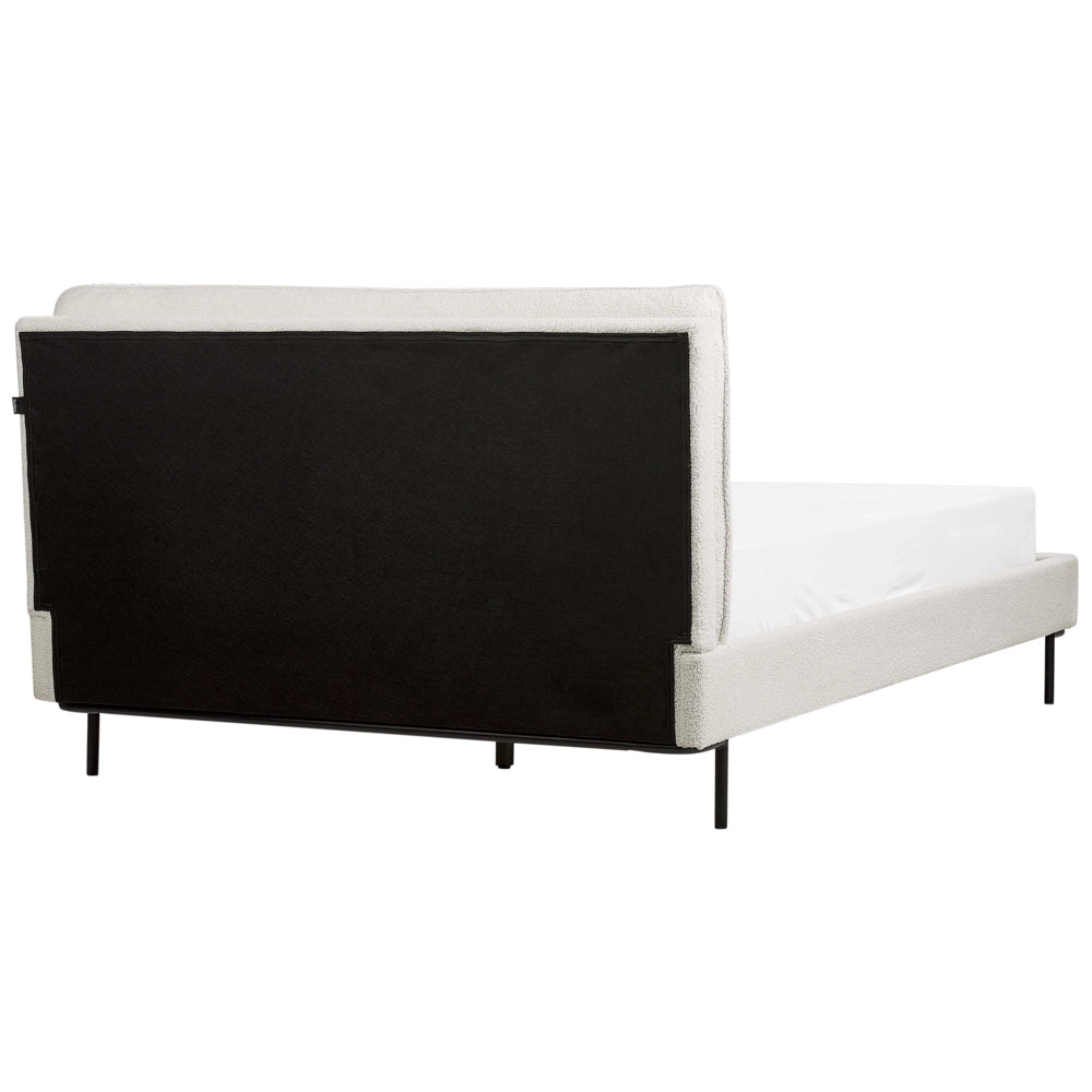 Letto a doghe Bianco Bouclè Imbottito 140 x 200 cm EU Matrimoniale Design Moderno