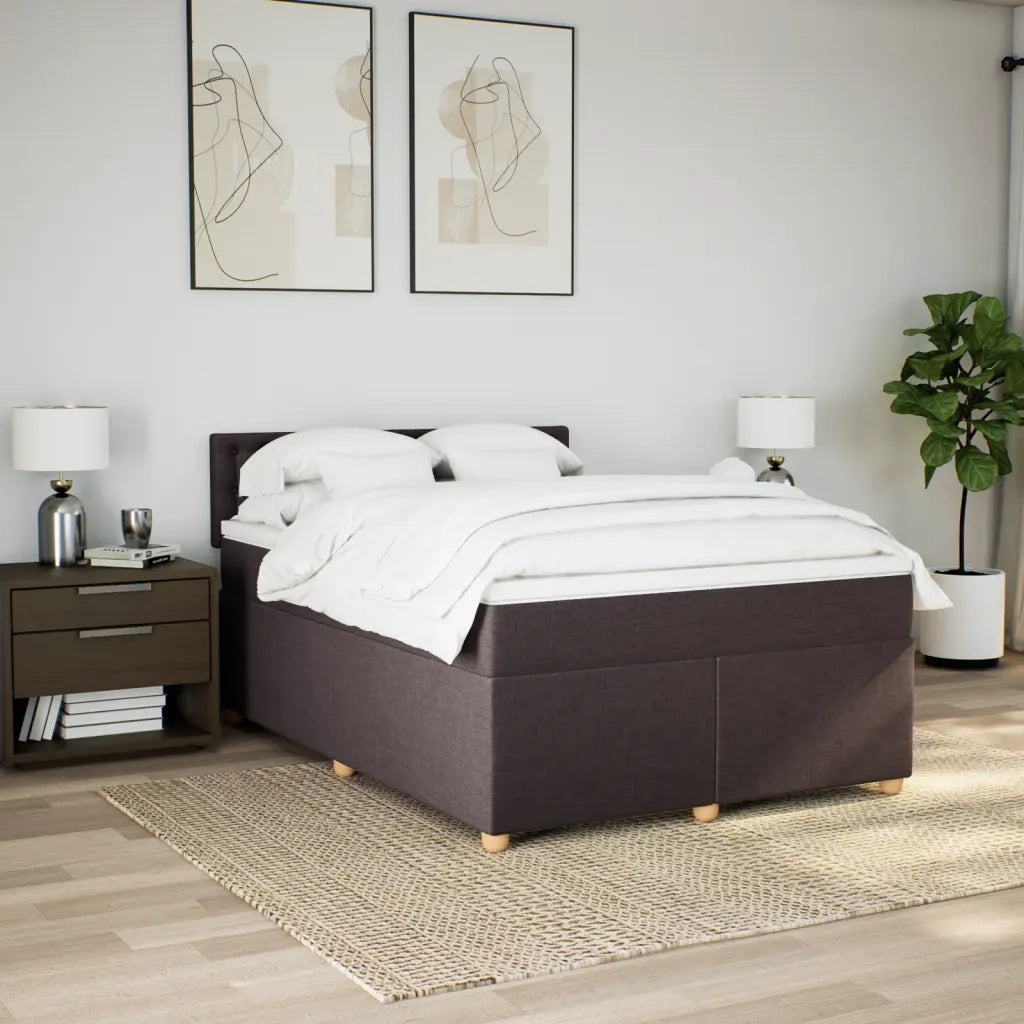 Giroletto a Molle con Materasso Marrone Scuro 140x200cm Tessuto