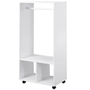 Mobile Appendiabiti con Barra in Alluminio e 2 Ripiani Aperti 60x40x128 cm in Truciolato Bianco