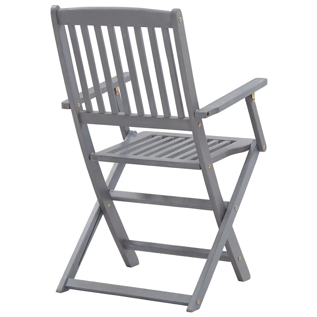 Set da Pranzo per Giardino 5 pz Legno Massello di Acacia Grigio cod mxl 44483