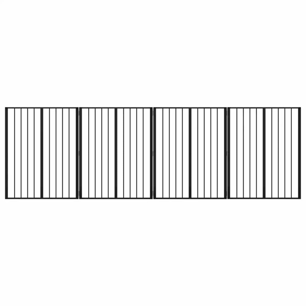 Cancello per cani 4 pcs Nero 80 x 100 cm Acciaio zincato 892002
