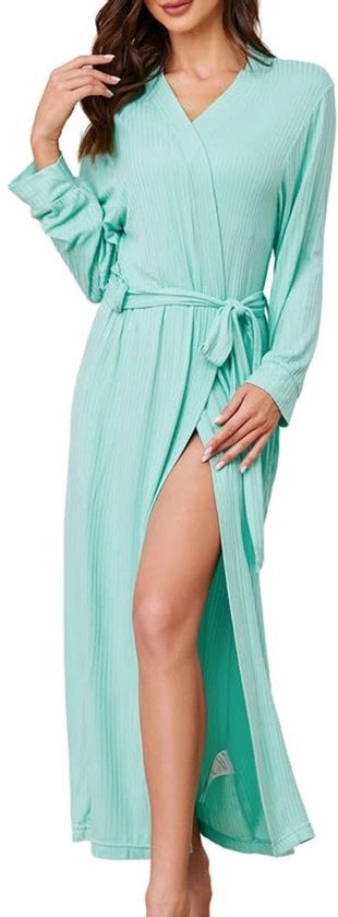 Badia leggera per donne, camicia da camera lunga per donne, camicia da casa lunga, abbigliamento da notte morbido, camicia da sauna, capote da sera (verde chiaro, L)