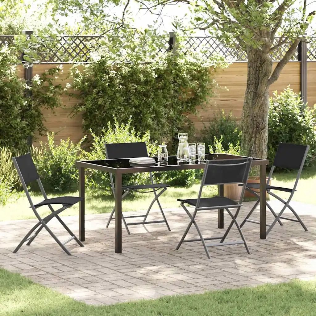 Set da Pranzo per Giardino 5 pz | Set Salotto da Giardino Nero