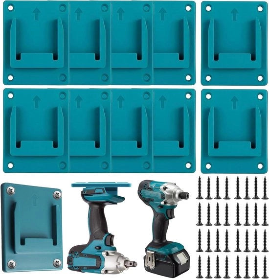 Supporto per attrezzi per 10 pezzi supporto batteria 18 V per attrezzi con 40 viti supporto per attrezzi con funzione di viti e chiavi per supporto per parete - modello 8950