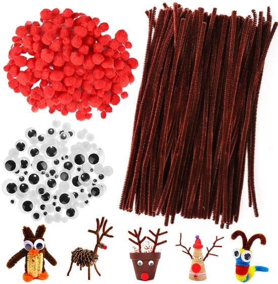 Strumenti per bambini - Rastrelliera colorata - Materiali per hobby - Pulitore per tubi DIY - Pomponi - Fili di spugna - Adesivo autoadesivo