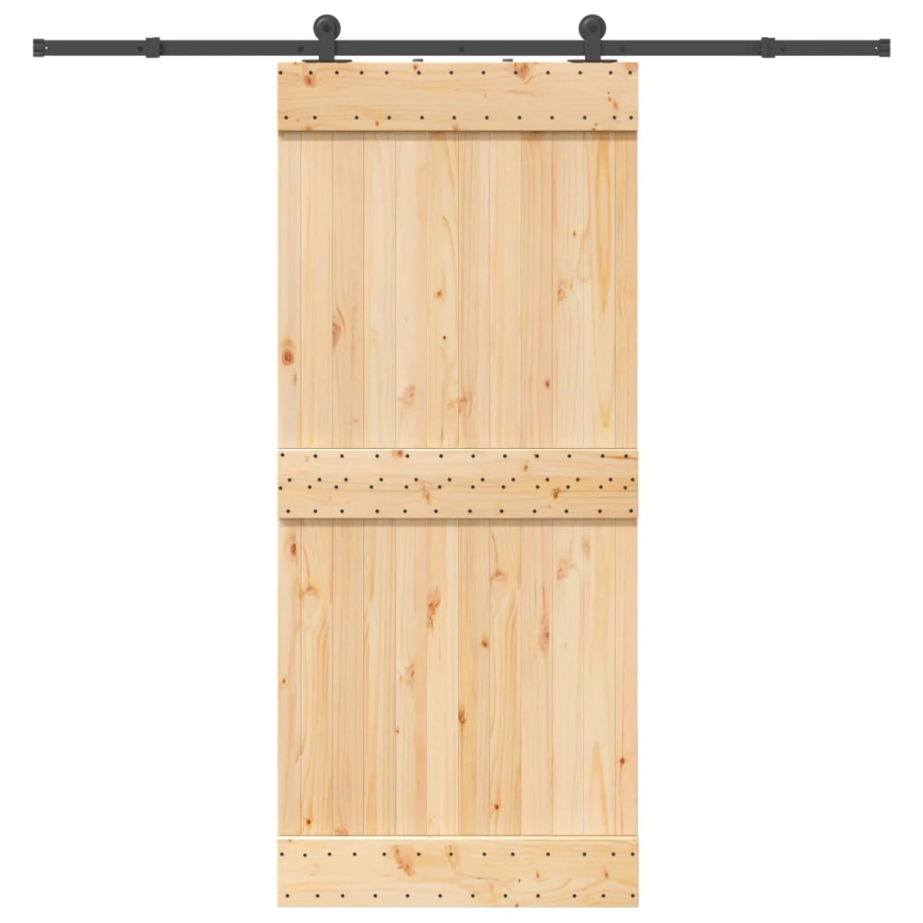 Porta scorrevole NARVIK Naturale e Nero 90 x 210 cm (213,5 cm)