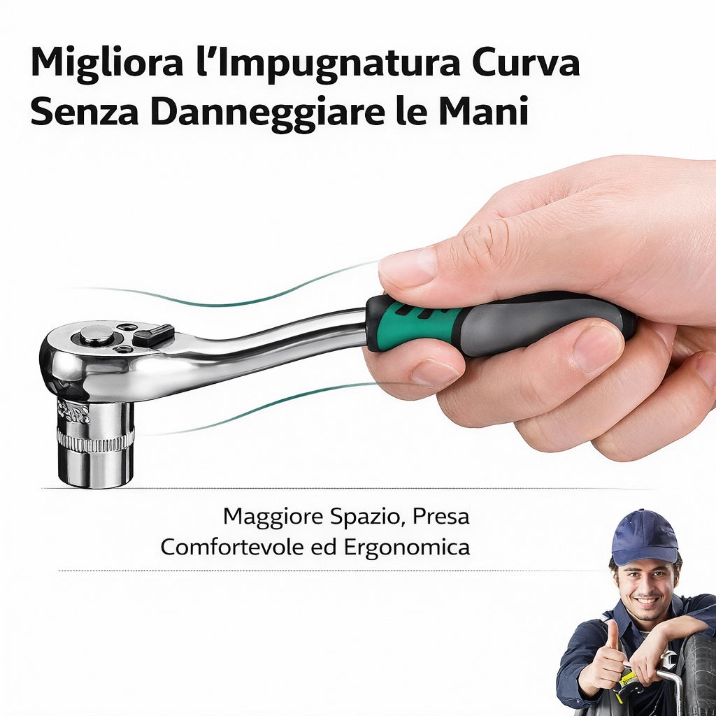 Cricchetto Reversibile 3/8” a 72 Denti con Sgancio Rapido – 200 mm | 07858
