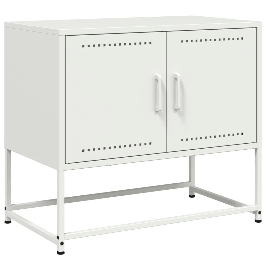 Mobile TV multimediale mensola TV credenza TV sala da pranzo soggiorno camera da letto 68,5 x 39 x 60,5 cm acciaio bianco 02_0026165