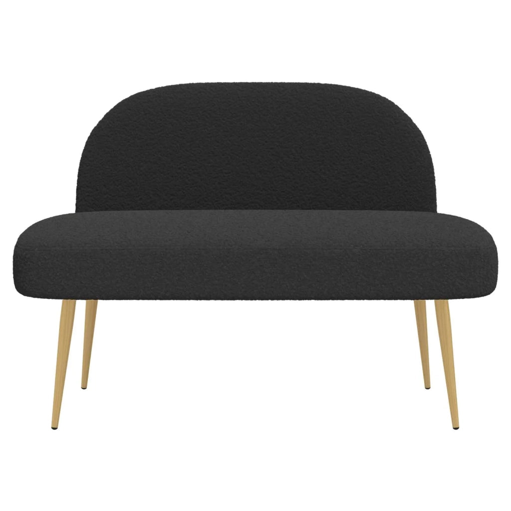 Panchina imbottita con schienale Nero 110 x 60 x 76 cm Bouclé