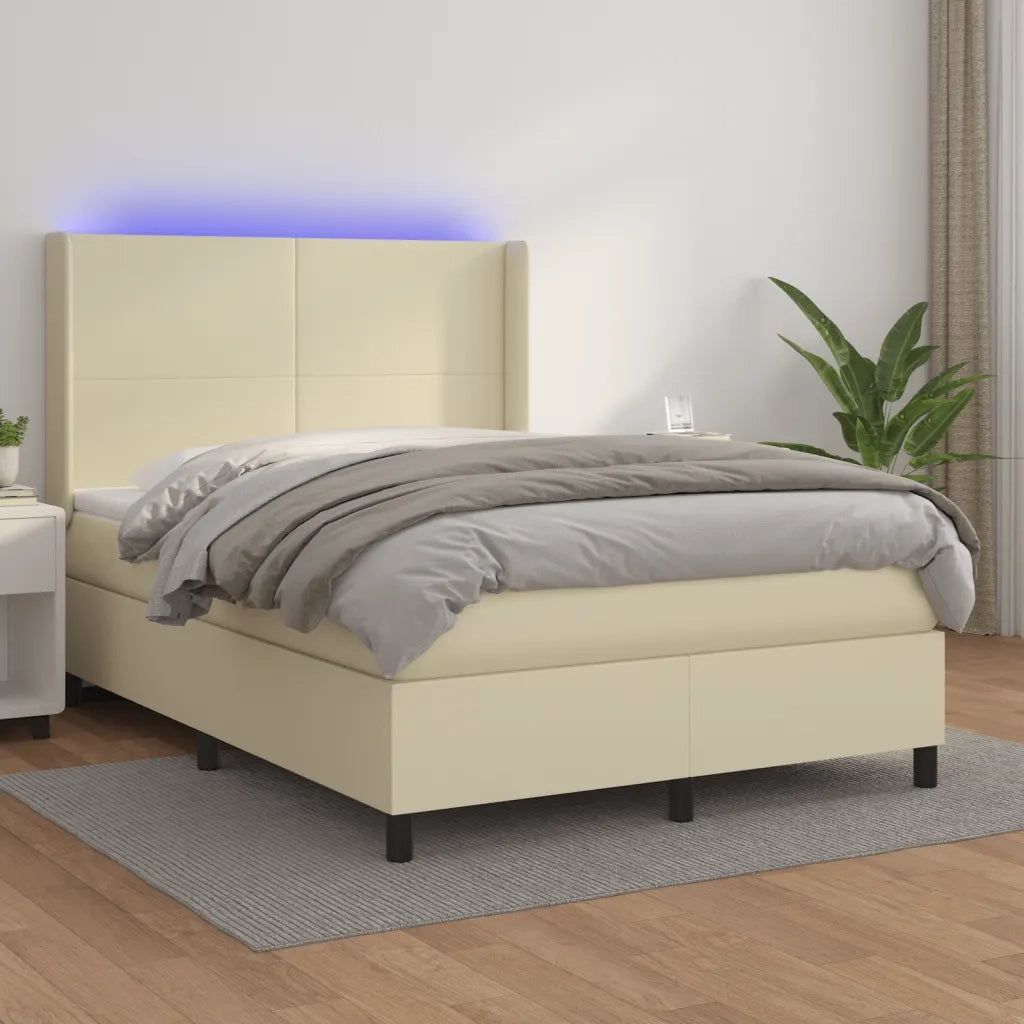 Giroletto a Molle con Materasso e LED Crema 140x200 cm cod mxl 60074